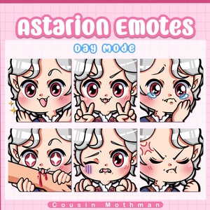 Astarion Emotes | Chibi, Baldur&#39;s Gate 3 inspired Emote, BG3, Vampires, Fantasy Games, Tabletop RPG, Video Game Art, Twitch, Discord, Emoji