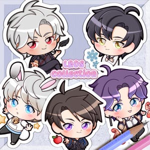 Love and Deepspace Stickers | L&D, LADS, Otome Spiel, Sylus, Zayne, Xavier, Rafayel, Caleb, Chibi, süße Aufkleber, Kawaii Bujo, Kawaii Sticker