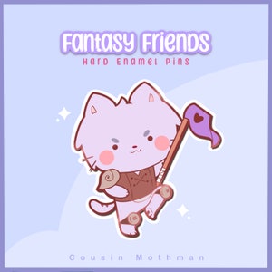 Banner Cat Pin | Fantasy Friends Collection, Mythical Creature, Fantasy Pin, Fantasy Tabletop RPG Pin, Cute Pins, Magical and Kawaii Pins