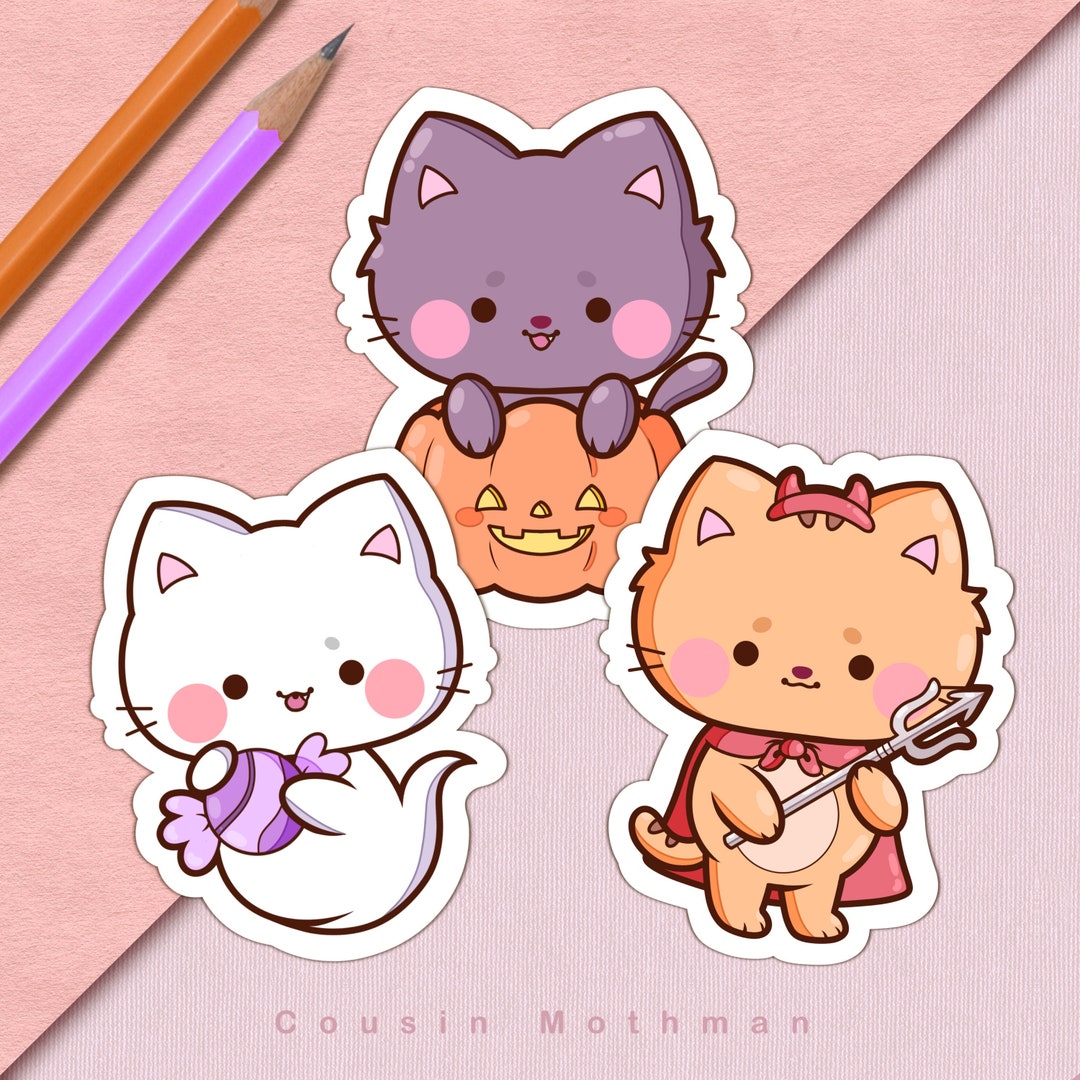 Kitty Costumes Set | Mini Sticker Pack, Halloween Stickers, Cute ...