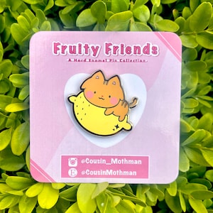 Lemon Cat Pin | Fruity Friends Collection- Cat Pin, Lemon Pin, Fruit Pin, Kawaii Pin, Cute Pin, Hard Enamel Pin