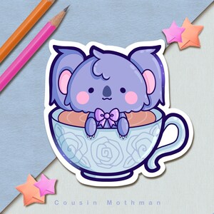 Cute Koala Tea Sticker | Koala Sticker, Teacup Sticker, Kawaii Laptop Sticker, Kawaii Stationary, Cute Stationary, Cute Sticker, Bujo