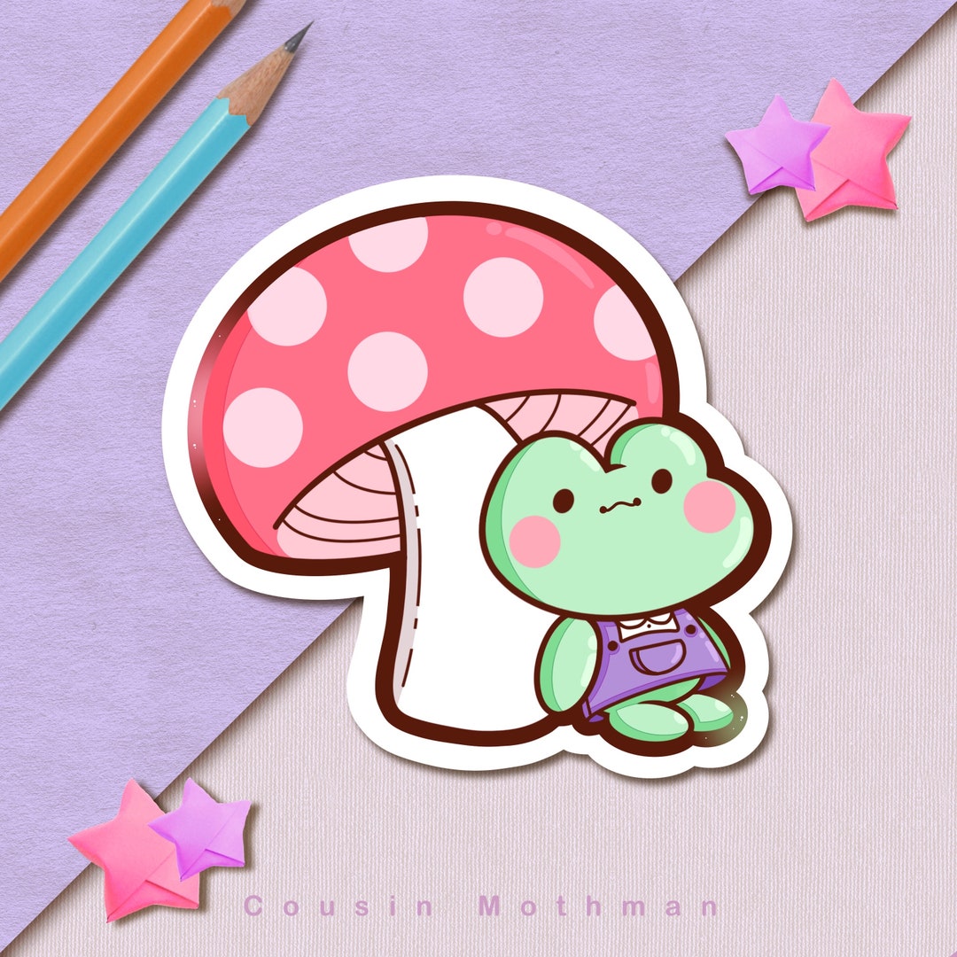 Mushroom Frog Sticker | Frog Sticker, Cottagecore Sticker, Kawaii ...