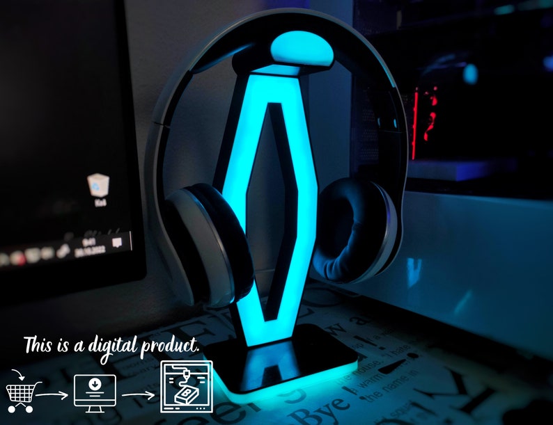 3D STL Model / Digital Files /headphone Stand LED RGB, Gaming Headset