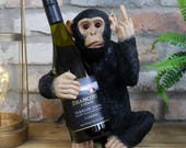Cheeky Monkey Wine Bottle Holder Rude Middle Finger Monkey Resin Wine Rack