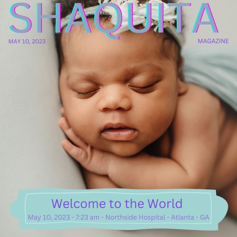 Personalized Digital Magazine Covers Newborn Etsy