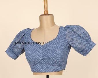 Embroidered Georgette Saree Blouse: Back Open Party Wear Choli