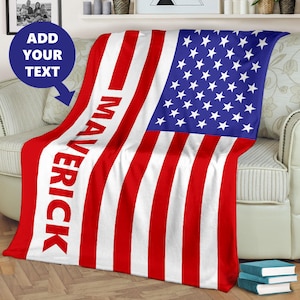 Personalized American Flag Blanket | Personalized USA Flag Blanket | Customized Blanket | Custom Fleece Blanket