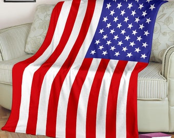 Couverture drapeau américain | Couverture drapeau des Etats-Unis | Cadeau pour vétéran militaire | Couverture polaire Patriot