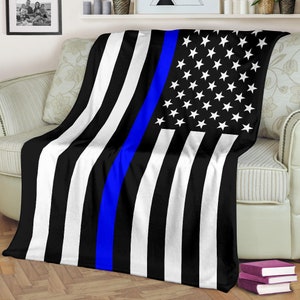 Thin Blue Line Blanket | American Flag Police Blanket | Police Officer Gifts | Law Enforcement Gifts | Thin Blue Line USA Blanket