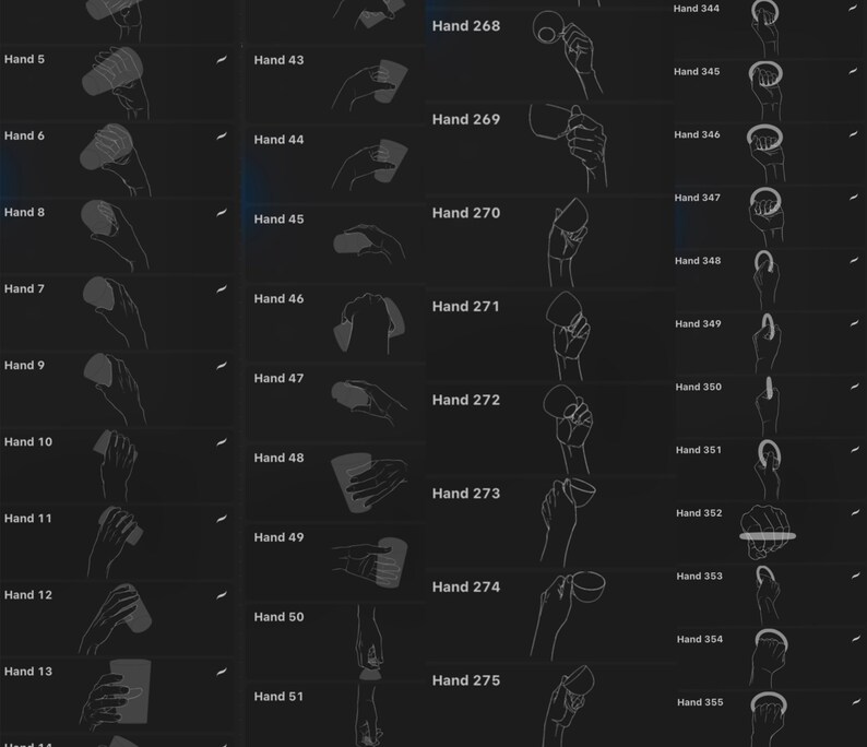 355 Procreate Hand Stamps Brushes WITH OBJECTS, Procreate Hands, Manga ...
