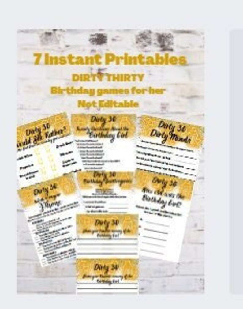 DIRTY 30 7 Printable Birthday Party Games for Her Dirty Etsy
