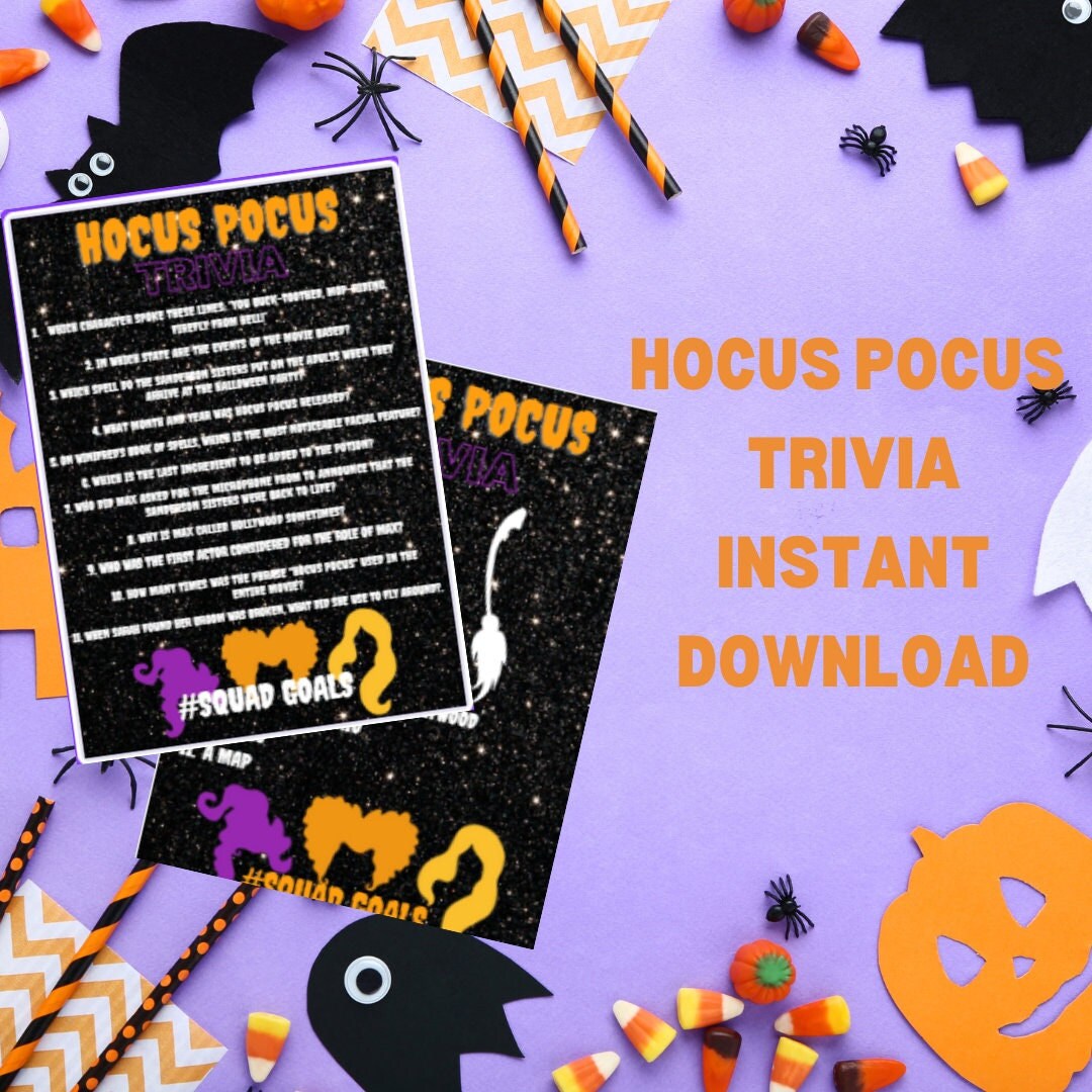 Hocus Pocus Trivia With Answer Key Printable Trivia PDF - Etsy