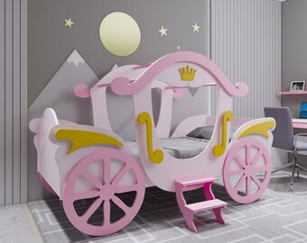 Plans of manufacture of bed carriage for girl - (only plans)  - bedroom furniture plans  dxf/pdf (Twin size 39" x 75") Digital download