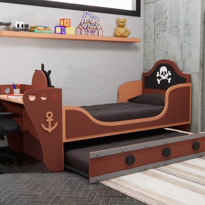 Pirate boat bed plans (Plans only), Plans cnc nesting, perfect for those who love DIY woodworking (Twin size 35x75)