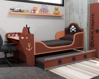 Pirate boat bed plans (Plans only), Plans cnc nesting, perfect for those who love DIY woodworking (Twin size 35x75)