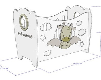 Planos en dxf/svg para hacer esta cuna de bebé con fresadora CNC - planos diy cnc - Cuna de bebé - Descargar archivos CNC - Cama para niño