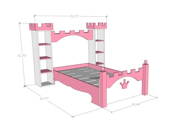 Princess castle bed plans dxf with pdf instructions · DIY wooden bunk bed for kids · cnc furniture project · toddler bed design