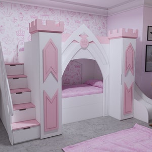 Princess castle bed plans - Only for CNC - Bed Woodworking Plans - (PDF/DXF) Twin size (39X75) - Bedroom child - Plans for cnc