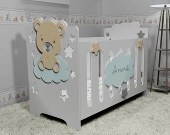 Planos en dxf para hacer esta cuna de bebé con router CNC - planos diy cnc - Cuna de bebé - Descarga de archivos Cnc - Cama para niños pequeños