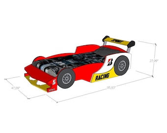 Car bed plans dxf with pdf instructions · DIY wooden racing bed for kids · cnc furniture project · toddler bed blueprint