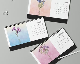 BIRTH MONTH FLOWER Desktop Calendar 2024, Minimalist Desk Calendar, Mini Schedule, Compact Date Planner, Desk Organizer, Date Tracker