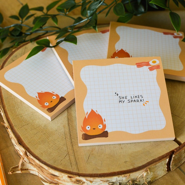 Bloc note calcifer - Le chateau ambulant - studio ghibli memopad