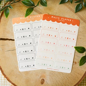 Planche de stickers music player - Music stickers deco pour journaling, bullet journal, penpal, planner - 12 stickers - 5 couleurs