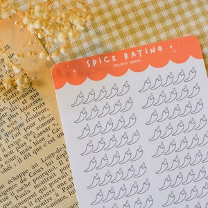 Planche de stickers spice rating - stickers rating journaling, bullet journal, reading journal, journal, notes piments - 22 stickers