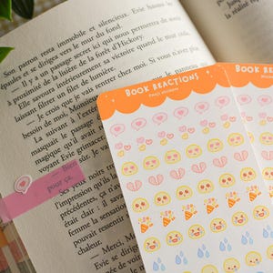 Book reactions sticker sheet - decorative stickers to annotate these books, journaling, bullet journal, penpal, planner - 96 stickers