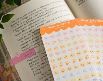 Book reactions sticker sheet - decorative stickers to annotate these books, journaling, bullet journal, penpal, planner - 96 stickers