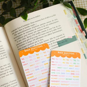 Planche de stickers book reactions - words stickers stickers deco pour annoter ces livres, journaling, bullet journal - 96 stickers