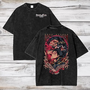Camiseta grande de anime Attack on Titan Acid Wash Eren Jeager Anime Tee presente para ele