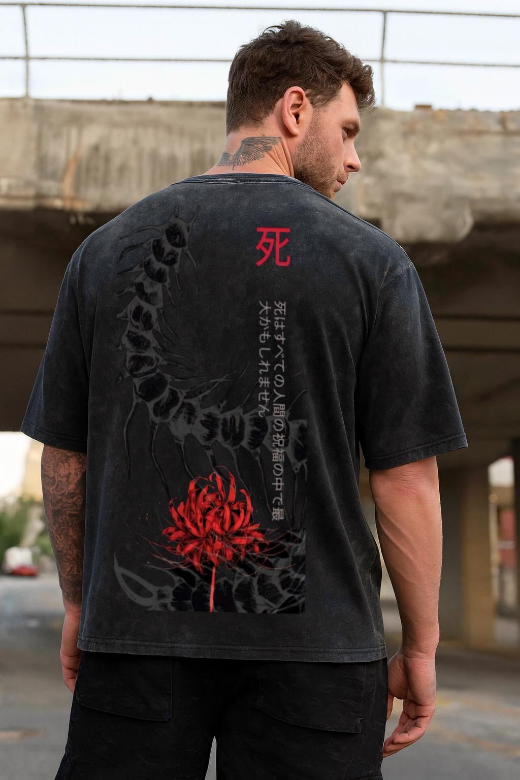 Tokyo Ghoul Acid Wash Oversized T-shirt Kaneki Ken Anime Tee Gift