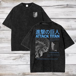 Camiseta grande de anime Attack on Titan Acid Wash Eren Jeager Anime Tee presente para ele