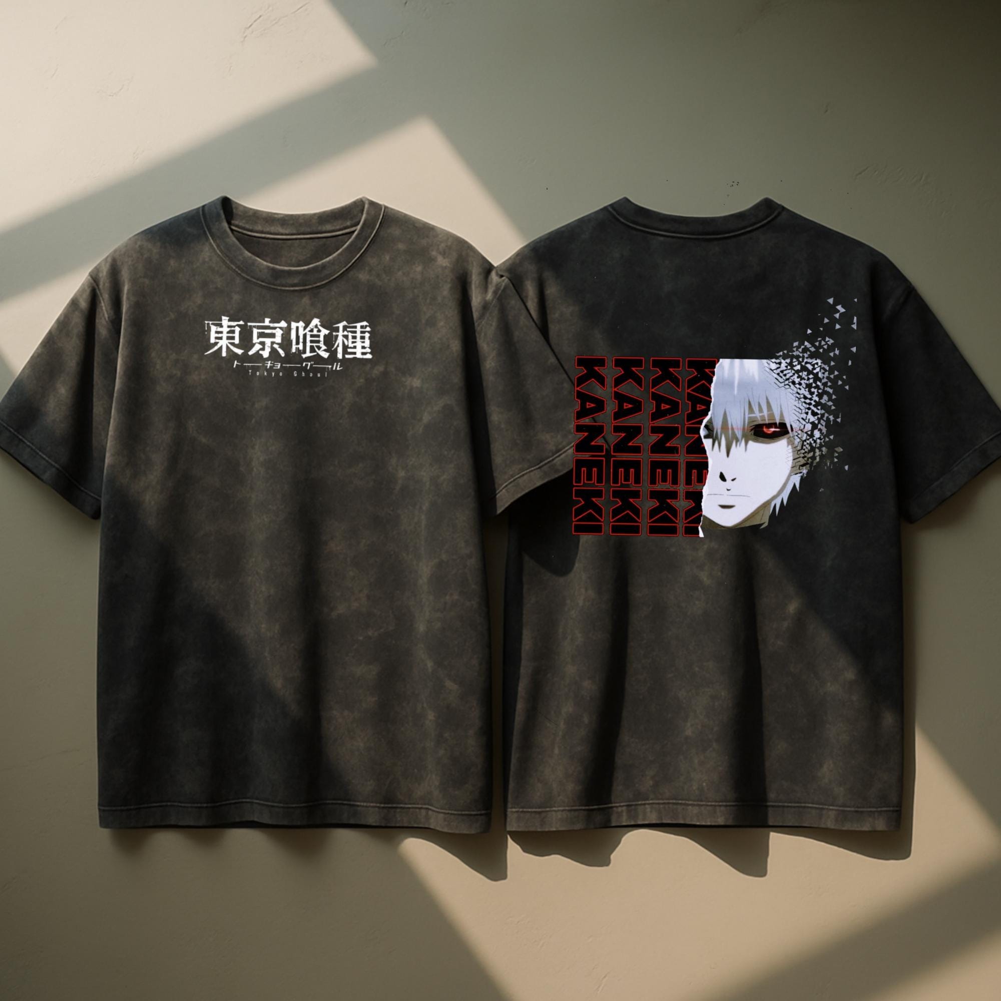 東京グール アニメ アシッドウォッシュ オーバーサイズ Tシャツ 金木研 