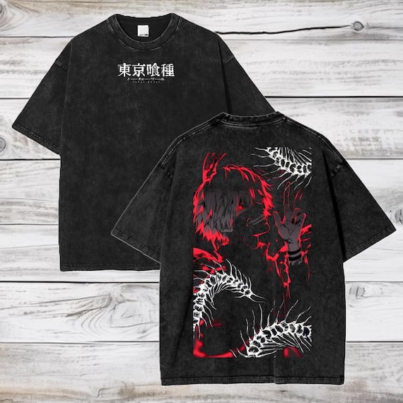 Tokyo Ghoul Anime Acid Washed Oversize T-shirt Ken Kaneki Anime