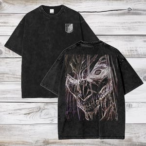T-shirt Attack On Titan Acid Wash - Oversize, Coton, Unisexe, S-3XL, Neuve