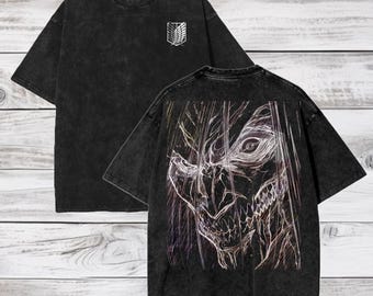 Attack on Titan Eren Yeager oversized T-shirt - anime-T-shirt met acid wash