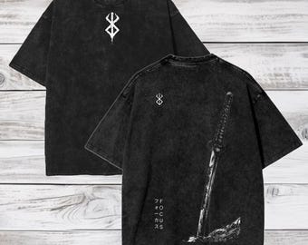 Berserk Anime T-Shirt: Acid Wash Oversized Guts Tee