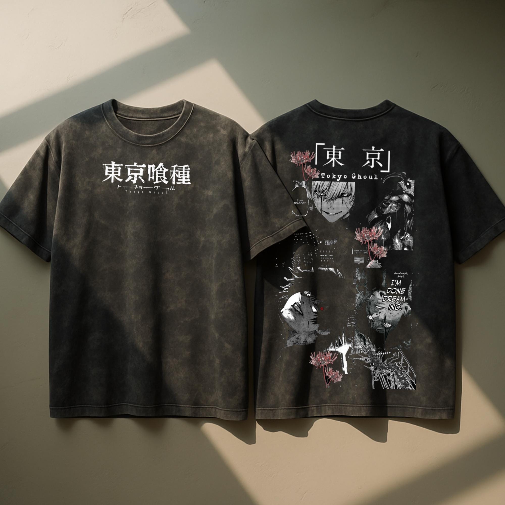 Tokyo Ghoul Anime Acid Washed Oversize T-shirt Ken Kaneki Anime