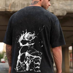 Attack on Titan T-Shirt | Eren Yeager Acid Wash, Oversized Anime Tee