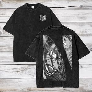 Camiseta grande de anime Attack on Titan Acid Wash Eren Jeager Anime Tee presente para ele
