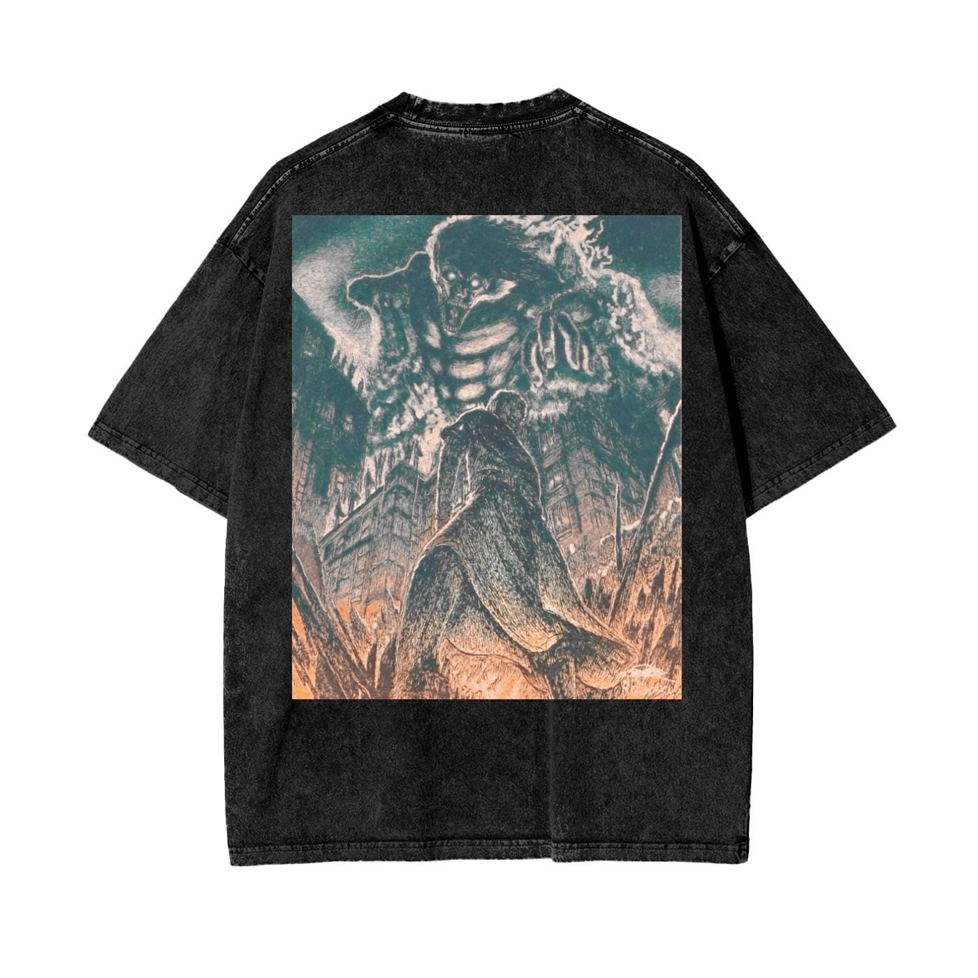 Attack on Titan T-shirt | Eren Jaeger Oversized Acid Wash Tee - Etsy