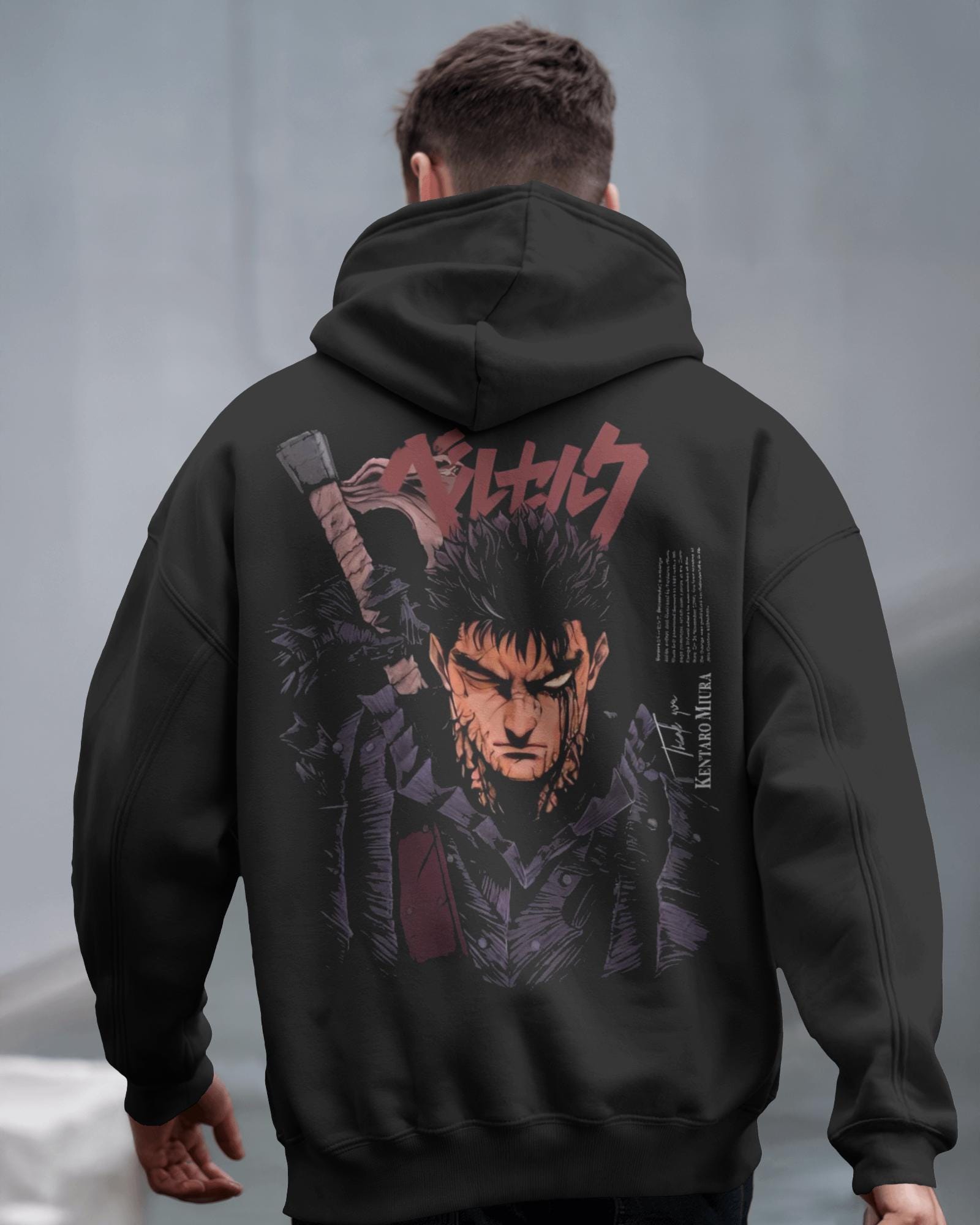 Berserk Anime Acid Washed Oversize Hoodie Guts Anime Hoodie Gift