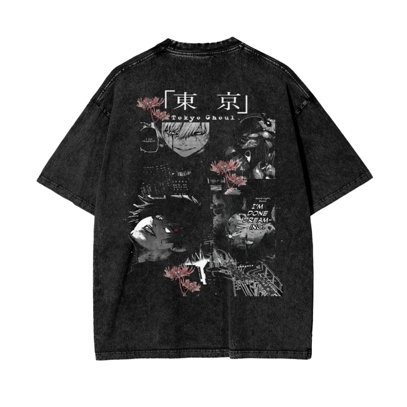 Tokyo Ghoul Anime Acid Washed Oversize T-shirt Ken Kaneki Anime
