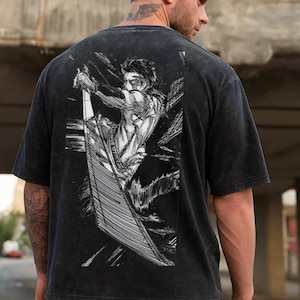 Attack on Titan Levi Ackerman Oversized Acid Wash T-Shirt
