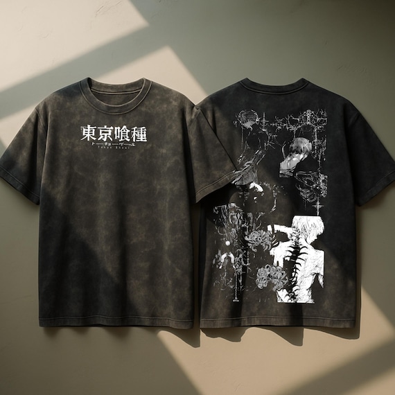 東京グール アニメ アシッドウォッシュ オーバーサイズ Tシャツ 金木研