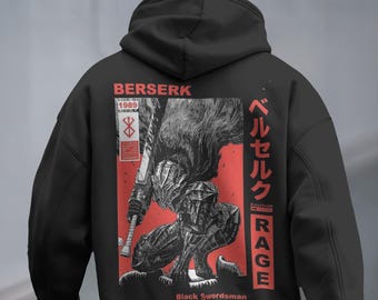 Berserk Anime Guts Snow Washed Loose Hoodie – 100% Cotton Streetwear