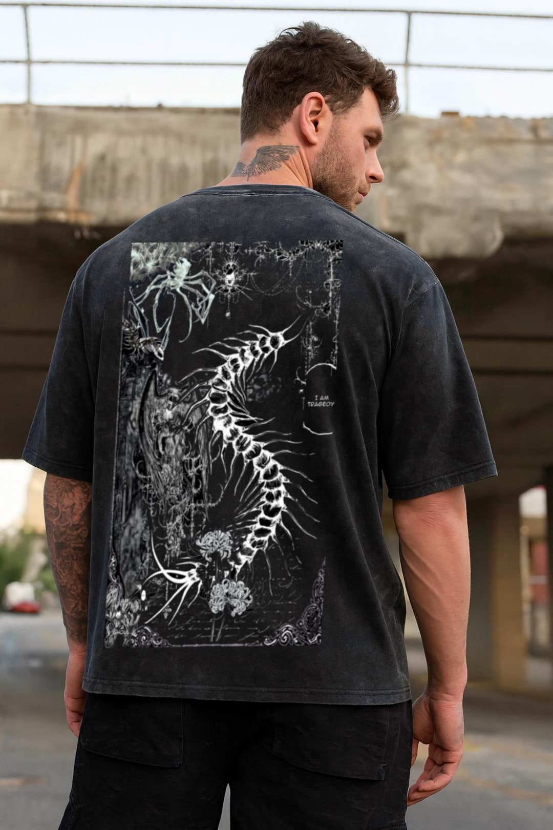 東京グール アニメ アシッドウォッシュ オーバーサイズ Tシャツ 金木研